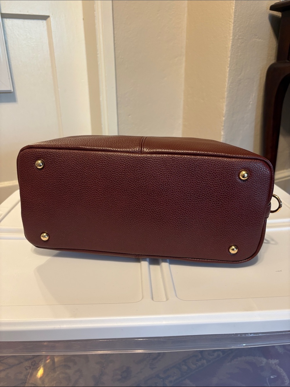 NWT Bostanten Pebbled Leather Nevin Satchel Bag in Deep Burgundy - Picture 8 of 9